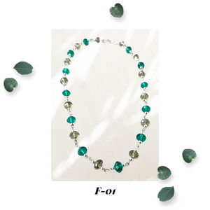 Emerald and Smokey Quartz Crystal Necklace - 16 Inch
